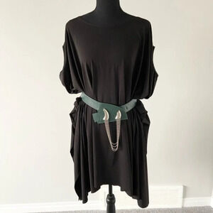 Okakie Black Oversized Asymmetrical Dress